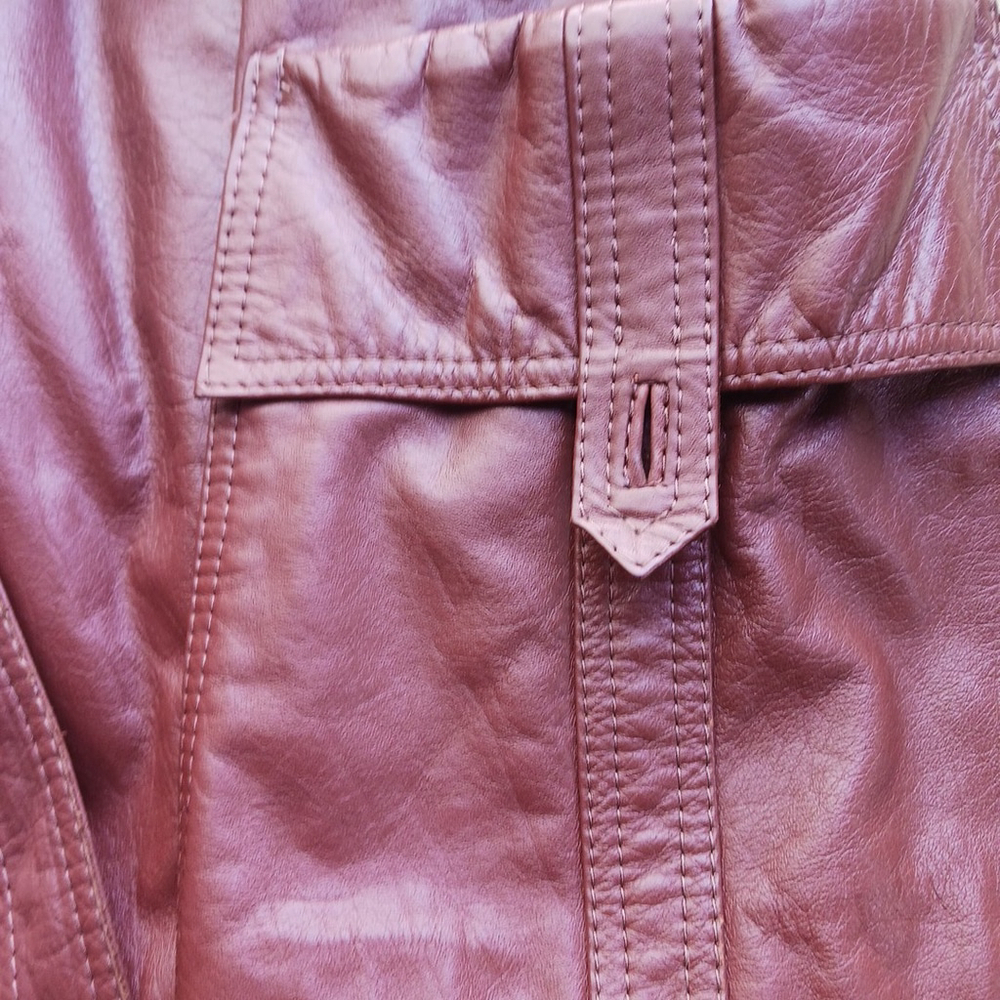 Vintage 70s PBD Leather Trench Coat Brown - Medium - Picture 4 of 5